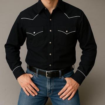 Cowboy Shirt – Black Western Costume Shirt – One Size– Never beschikbaar voor biedingen