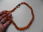 Antieke Carneool Collier met zilveren sluiting, Ophalen of Verzenden, Overige materialen, Ketting, Met edelsteen