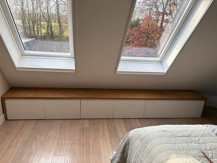 Dressoir wit met eiken ombouw 368cm, Huis en Inrichting, Kasten | Dressoirs, Gebruikt, 25 tot 50 cm, Ophalen of Verzenden