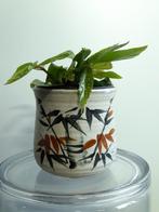 Retro bamboe tekening hangpot, Rond, Zo goed als nieuw, Aardewerk, Tuin