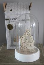 Bell jar met kerst huisje en hert, Diversen, Kerst, Ophalen of Verzenden, Gebruikt