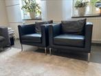 Living divani - box fauteuils zwart leer, Ophalen, Zo goed als nieuw, Leer, 50 tot 75 cm