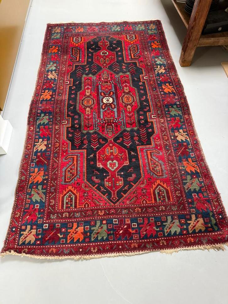 Fraai Hamadan, Perzisch tapijt, Huis en Inrichting, Stoffering | Tapijten en Kleden, Gebruikt, 200 cm of meer, Rechthoekig, Rood