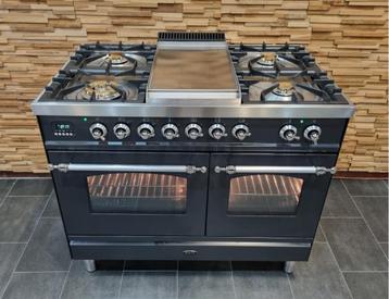 Luxe Fornuis Boretti 100cm antraciet + rvs 5 pits Frytop beschikbaar voor biedingen