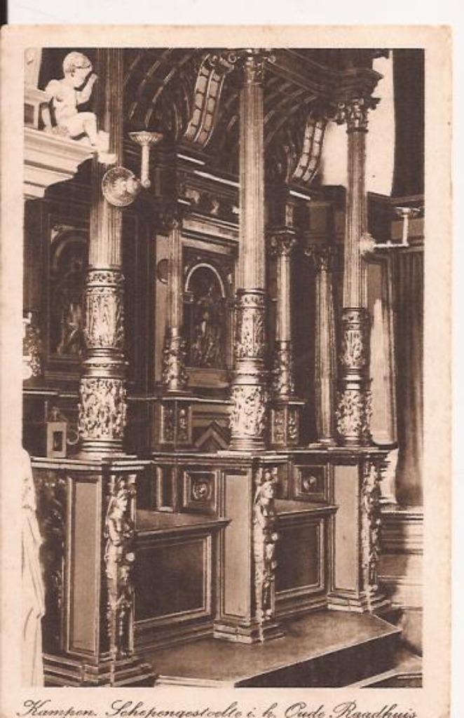 Kampen. Schepengestoelte i. h. Oude Raadhuis ca. 1920, Verzamelen, Ansichtkaarten | Nederland, Ongelopen, Overijssel, Voor 1920