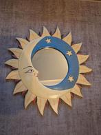 Vintage handbeschilderde spiegel - Maan en Zon, Ophalen of Verzenden, Gebruikt, Minder dan 50 cm, Minder dan 100 cm