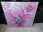Bloemenschilderij op canvas - 100x100 cm, Ophalen, Oorspronkelijke maker, Zo goed als nieuw, Schilderij