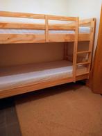 Houten Stapelbed met Matrassen, Ophalen, 100 cm, Eenpersoons, Minder dan 160 cm