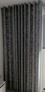 Antraciet Grijze Gordijnen + RVS Rails, Huis en Inrichting, Ophalen of Verzenden, Zo goed als nieuw, 200 cm of meer, 200 cm of meer