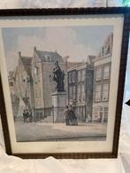 Kleurenprent Scheffersplein Dordrecht 1863 in lijst, Ophalen of Verzenden