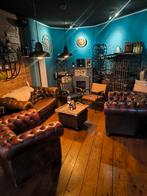 Chesterfield fauteuils, poef, bank en stoelen, Ophalen, Zo goed als nieuw, 75 tot 100 cm