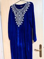 Blauwe fluwelen Marokkaanse jurk - Maat L, Galajurk, Blauw, Maat 42/44 (L), Ophalen of Verzenden