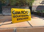 Oud emaille reclame bord vd Kooy Enschede isolatie werken, Ophalen of Verzenden, Gebruikt, Reclamebord
