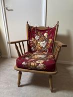 Vintage Scandinavische Spijlenstoel met Bloemmotief Kussen, Antiek en Kunst, Ophalen