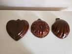 3 vintage puddingvormen hart schelp bloem pudding vorm bruin, Ophalen of Verzenden, Zo goed als nieuw, Overige materialen, Pot, Bus of Blik