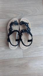 Sandalen. Zwart. Bloemen., Zwart, Zo goed als nieuw, Sandalen of Muiltjes, Ophalen of Verzenden