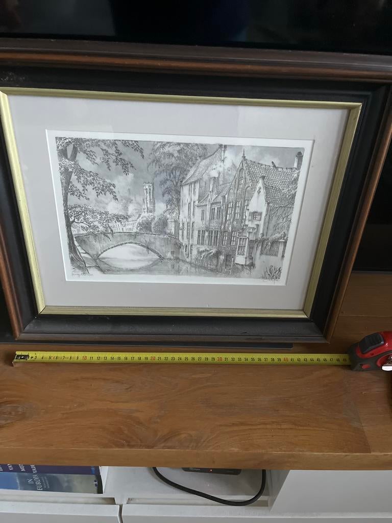 Brugge 40/300 Litho Ingelijst, Antiek en Kunst, Kunst | Etsen en Gravures, Ophalen of Verzenden