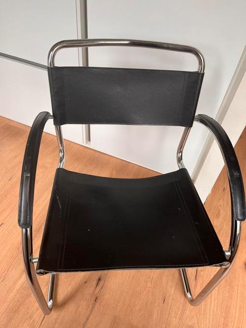 Bauhaus stijl / Mart Stam design, 5 stoelen, Huis en Inrichting, Stoelen, Gebruikt, Vijf, Zes of meer stoelen, Leer, Zwart, Ophalen