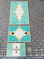 3 Rozenburg tegelpanelen, prachtig turquoise oker blauw, Antiek en Kunst, Antiek | Wandborden en Tegels, Ophalen