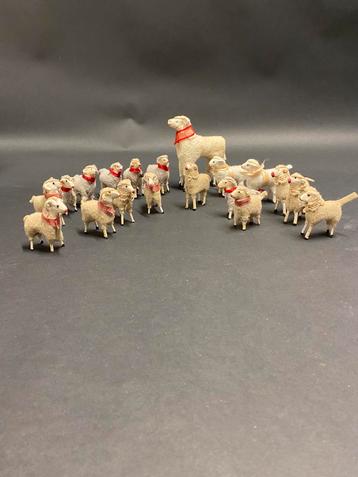 Oude Kerst schapen kersstal schapen 19 stuks beschikbaar voor biedingen