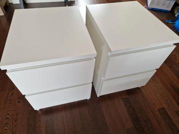 Ikea Malm nachtkastjes set, wit