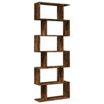 2,5 keer vidaXL Kamerscherm Boekenkast 6-laags Gerookt Eiken, Met plank(en), Gebruikt, Eikenhout, Minder dan 25 cm