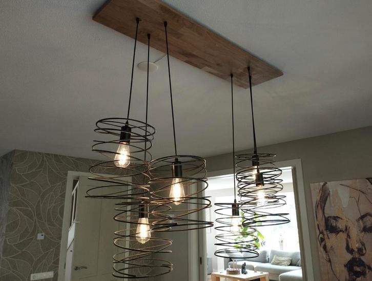 Industriële hanglamp Vico Curl -Charcoal-, Huis en Inrichting, Lampen | Hanglampen, Zo goed als nieuw, 75 cm of meer, Metaal, Ophalen