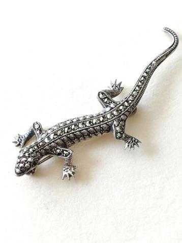 broche salamander, hagedis 2e gehalte zilver, markasiet beschikbaar voor biedingen