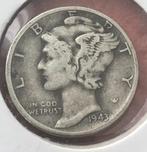 Zilveren USA One Dime 1943, Postzegels en Munten, Munten | Amerika, Zilver, Ophalen of Verzenden, Losse munt, Noord-Amerika