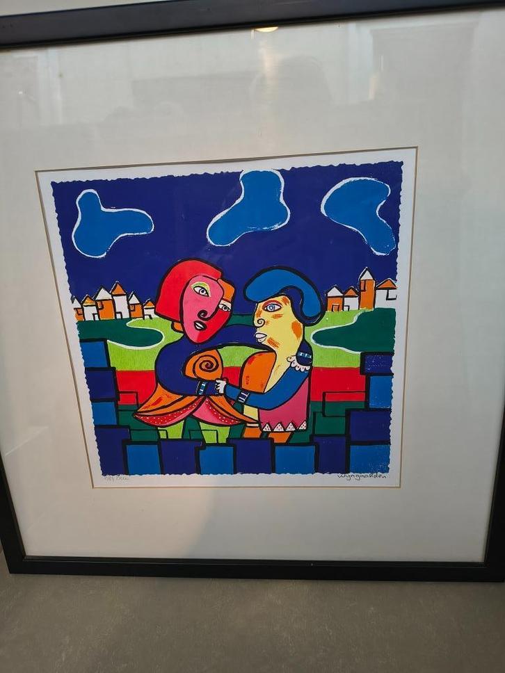 zeefdruk ingelijst, Antiek en Kunst, Kunst | Litho's en Zeefdrukken, Ophalen