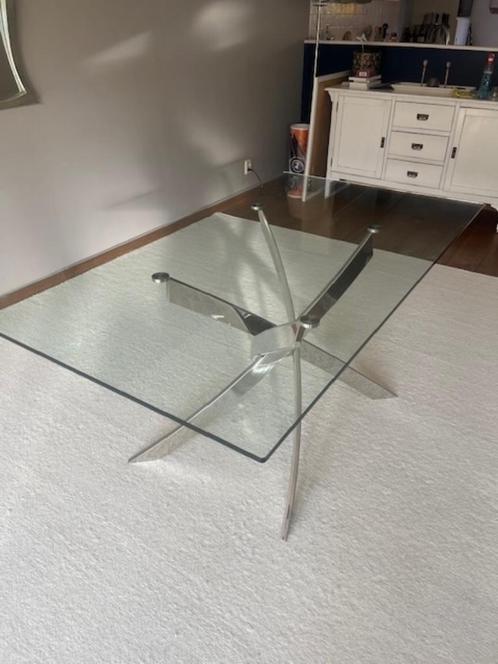 Tafel, Huis en Inrichting, Tafels | Eettafels, Gebruikt, 50 tot 100 cm, 150 tot 200 cm, Vijf personen of meer, Rechthoekig, Glas