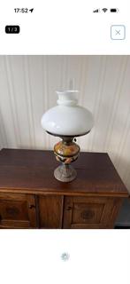Oude olielamp met bloemmotief, Antiek en Kunst, Ophalen