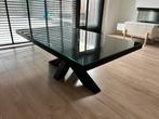 Salon tafel met glasplaat, Huis en Inrichting, Tafels | Salontafels, 100 tot 150 cm, Zo goed als nieuw, Minder dan 50 cm, Rechthoekig