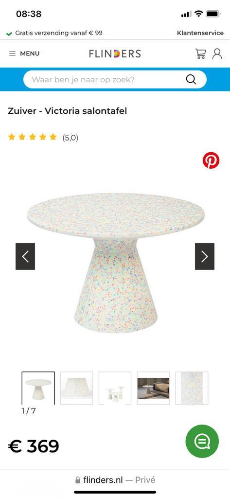 Zuiver Victoria salontafel, Huis en Inrichting, Tafels | Bijzettafels, Nieuw, Rond, Minder dan 45 cm, Minder dan 55 cm, Kunststof