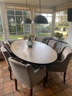 Ovale tafel van 3 meter! plus 6 Olav fauteuils zgan!, Ophalen, Zo goed als nieuw