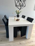 Eetkamerstoel 4x p/st € 40 zwart leer wiel (zonder tafel), Ophalen, Zwart, Leer, Zo goed als nieuw