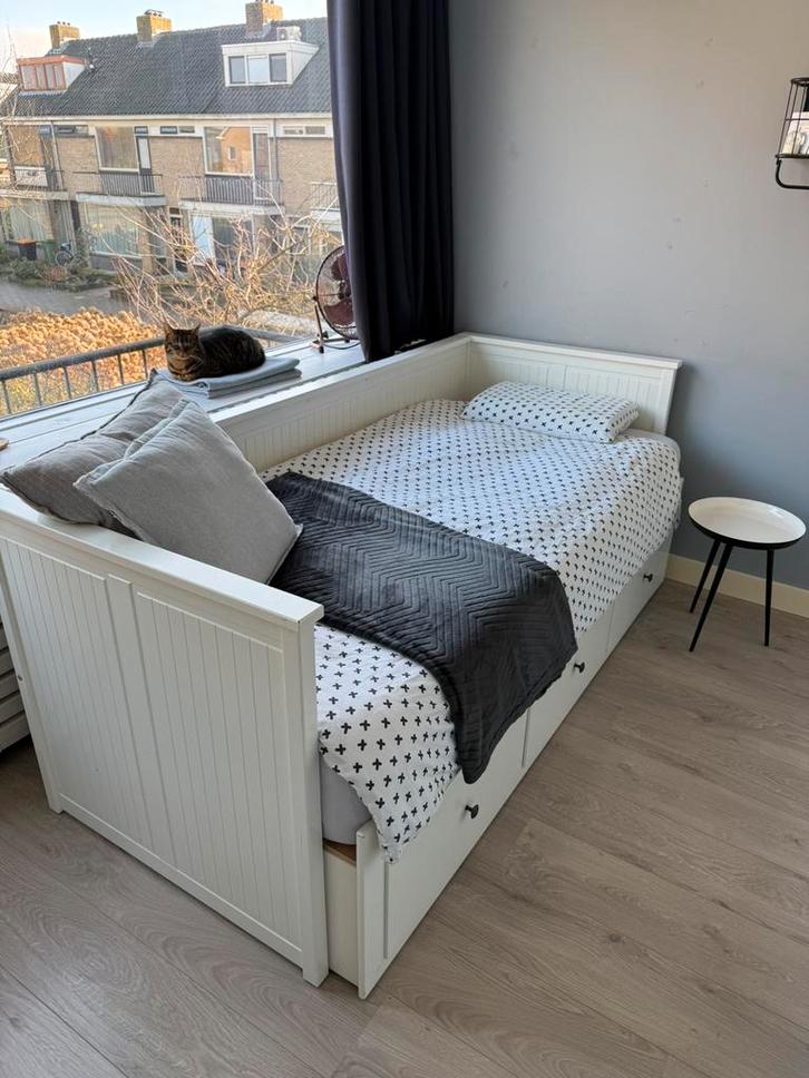 IKEA HEMNES bank bed, Huis en Inrichting, Slaapkamer | Bedden, Gebruikt, Eenpersoons, 80 cm, 200 cm, Hout, Wit, Verstelbaar, Ophalen