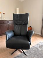 Zwarte draaibare leren relaxfauteuil (handverstelbaar), Ophalen, Gebruikt, Minder dan 75 cm, Modern