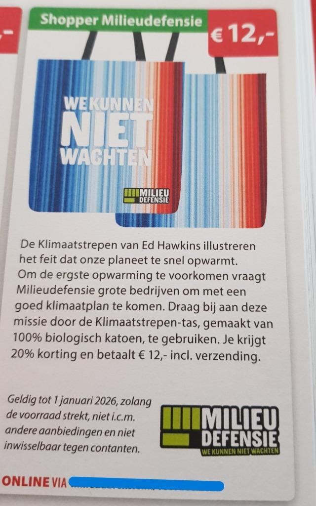 Shopper milieudefensie 20% korting, Tickets en Kaartjes, Kortingen en Cadeaubonnen, Eén persoon, Warenhuis- of Winkelbon, Kortingsbon