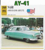 Ay-41 autokaart nash ambassador airflyte 1949 / 1951, Verzenden, Zo goed als nieuw, Auto's