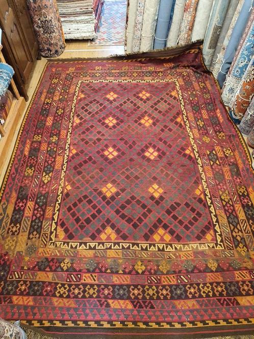 Handgeweven oosterse wollen kelim 408x278, Huis en Inrichting, Stoffering | Tapijten en Kleden, Nieuw, 200 cm of meer, 200 cm of meer