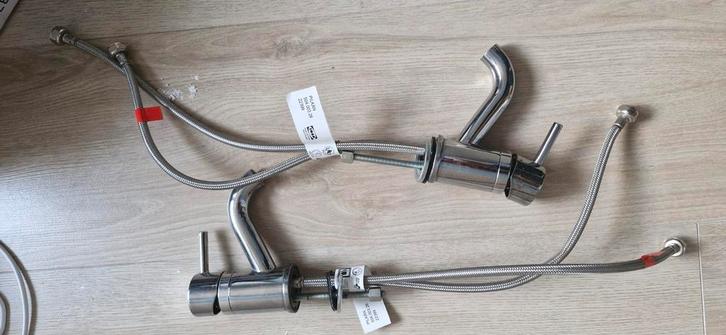 Mengkranen Ikea Pilkan 2 stuks compleet, Doe-het-zelf en Verbouw, Sanitair, Zo goed als nieuw, Wastafel, Chroom, Ophalen of Verzenden