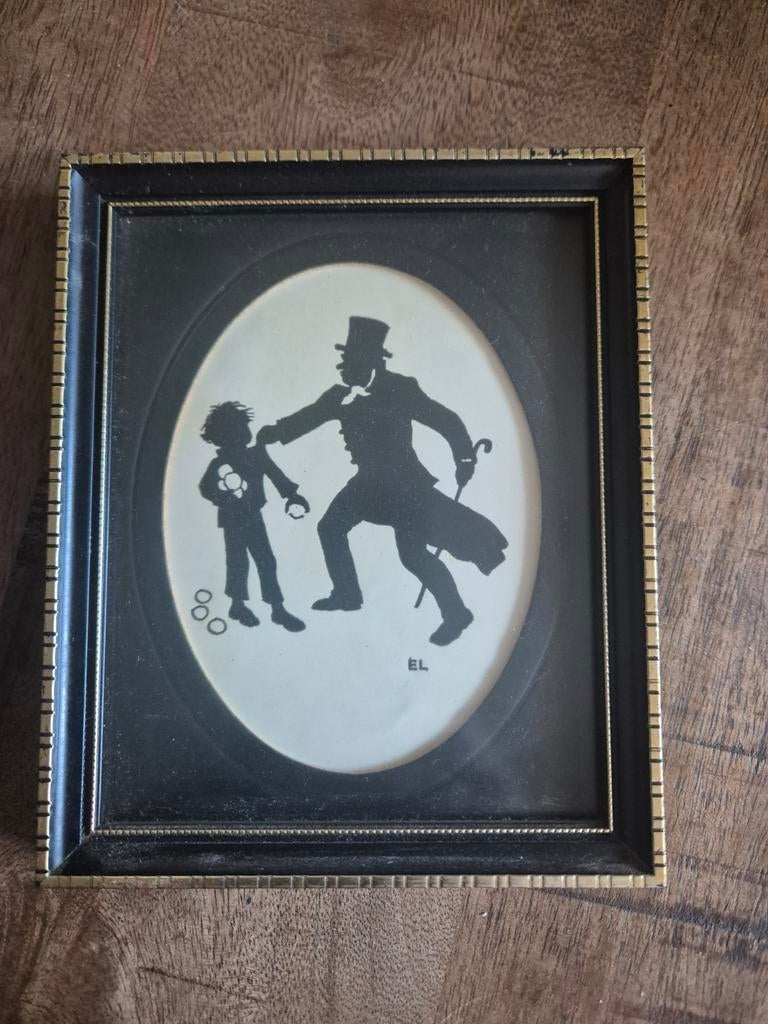 Vintage Charles Dickens Silhouet Kunstwerk, Ophalen of Verzenden