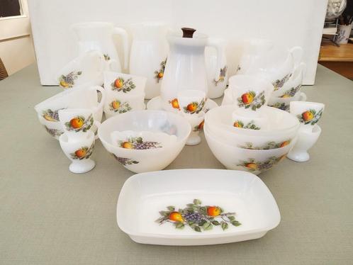 Arcopal - Fruits de France etc. Campingservies / Jena glas, Antiek en Kunst, Antiek | Servies los, Ophalen of Verzenden