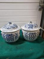 potten/ gemberpotten  bleu en white chinese 2 stuks, Huis en Inrichting, Ophalen of Verzenden