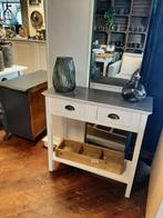 Sidetable wit grijs onderplateau lade 80 cm, Ophalen, Gebruikt, 50 tot 100 cm, Overige houtsoorten