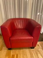Rode lederen fauteuil, Huis en Inrichting, Fauteuils, Ophalen, Gebruikt, Leer