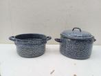 Emaille Donker grijs gewolkte steelpan 39812, Antiek en Kunst, Ophalen of Verzenden