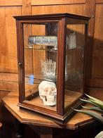 Antieke toonbank vitrine eiken, vitrinekast oud glas, Antiek en Kunst, Ophalen