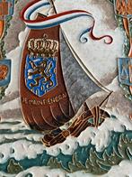 Porseleyne Fles cloisonné Plaquette Wilhelmina 1898-1948, Antiek en Kunst, Antiek | Wandborden en Tegels, Ophalen of Verzenden
